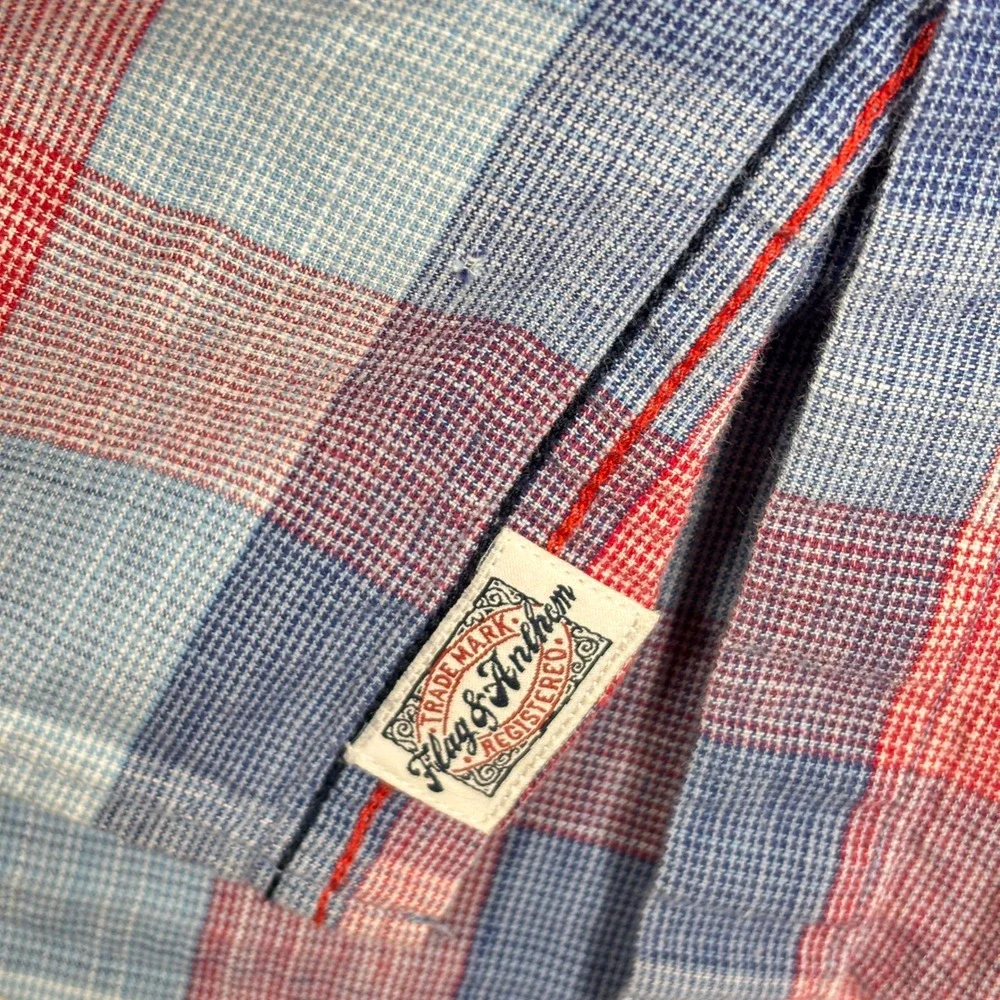Flag Anthem Button Down Shirt Mens XXL Plaid Relaxed Americana - Picture 5 of 9